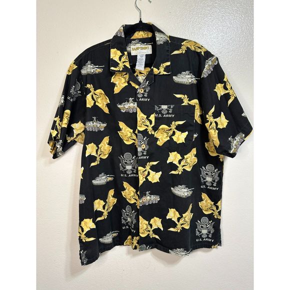 Vintage Kamp Army US Military Rare Black/Gold Tank, APC Button Up Shirt, Size XL - Picture 1 of 4